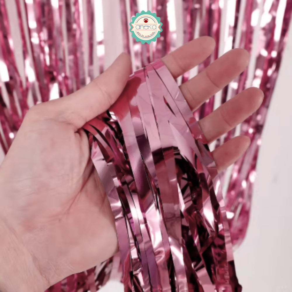 KATALOG - Tirai Metalik Foil Fringe Curtain / Party Backdrop / Background Rumbai Ulang Tahun