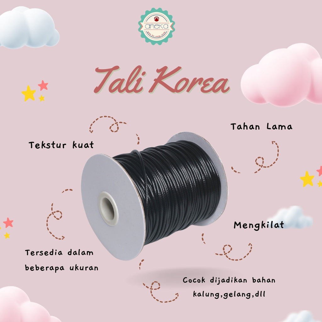 Tali Kulit Gelang Korea Wax Cord - Hitam