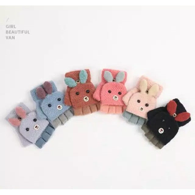 Children's Winter Rabbit Gloves / Fingerless Rabbit Wool Winter Gloves