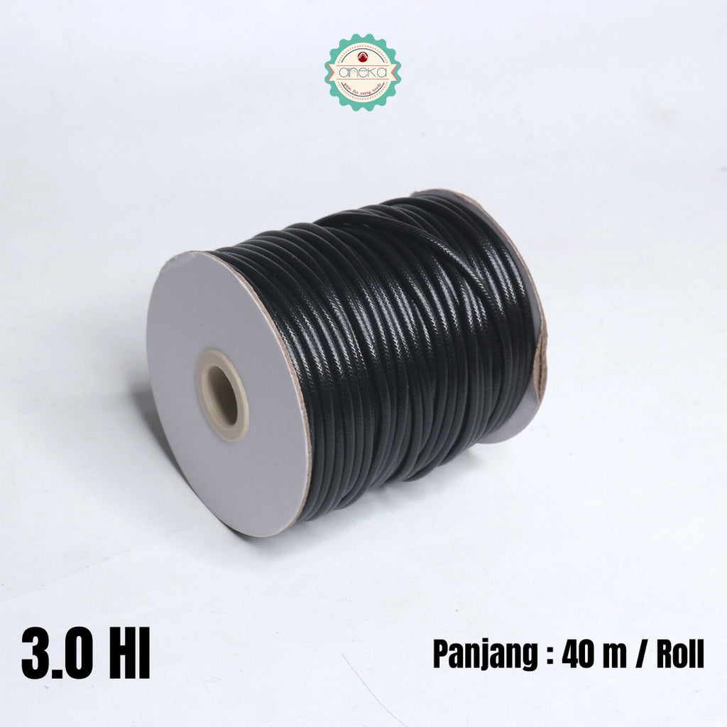 Tali Kulit Gelang Korea Wax Cord - Hitam