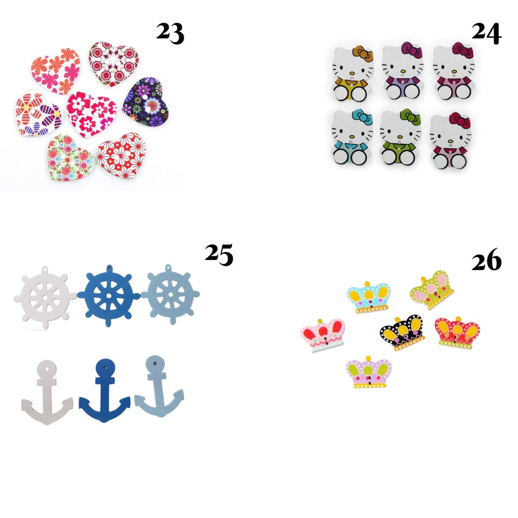 Colorful Series Wooden Buttons - PCS