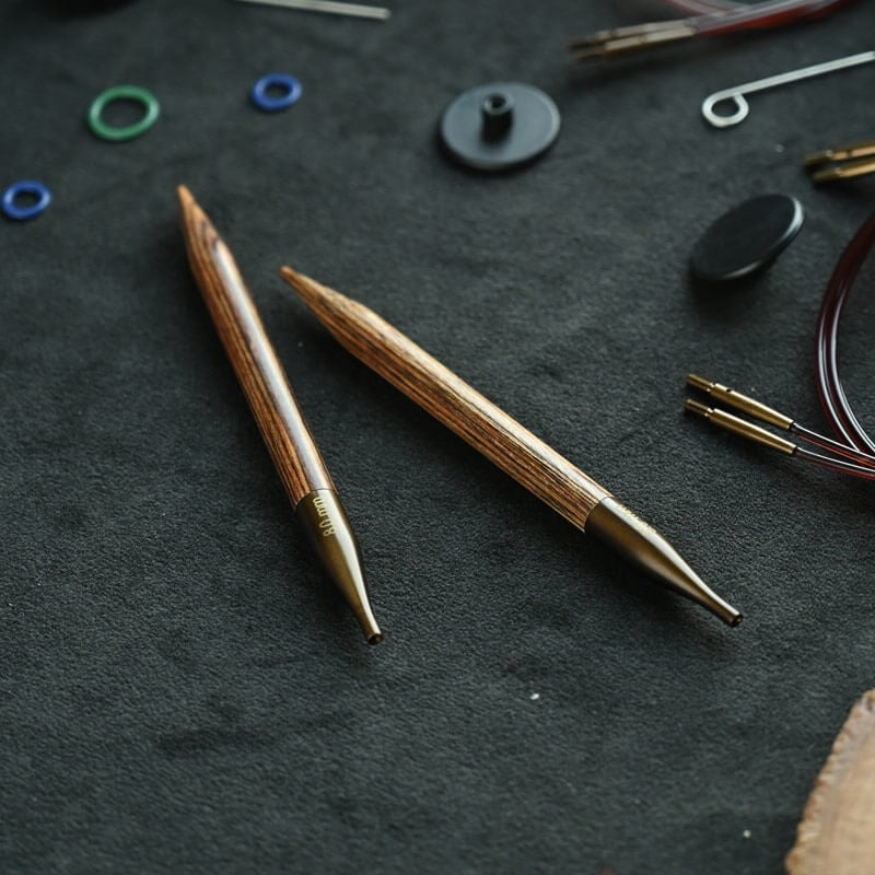KnitPro Ginger - Alat / Jarum Rajut Special Interchangeable Tinted Brown Wood Needles