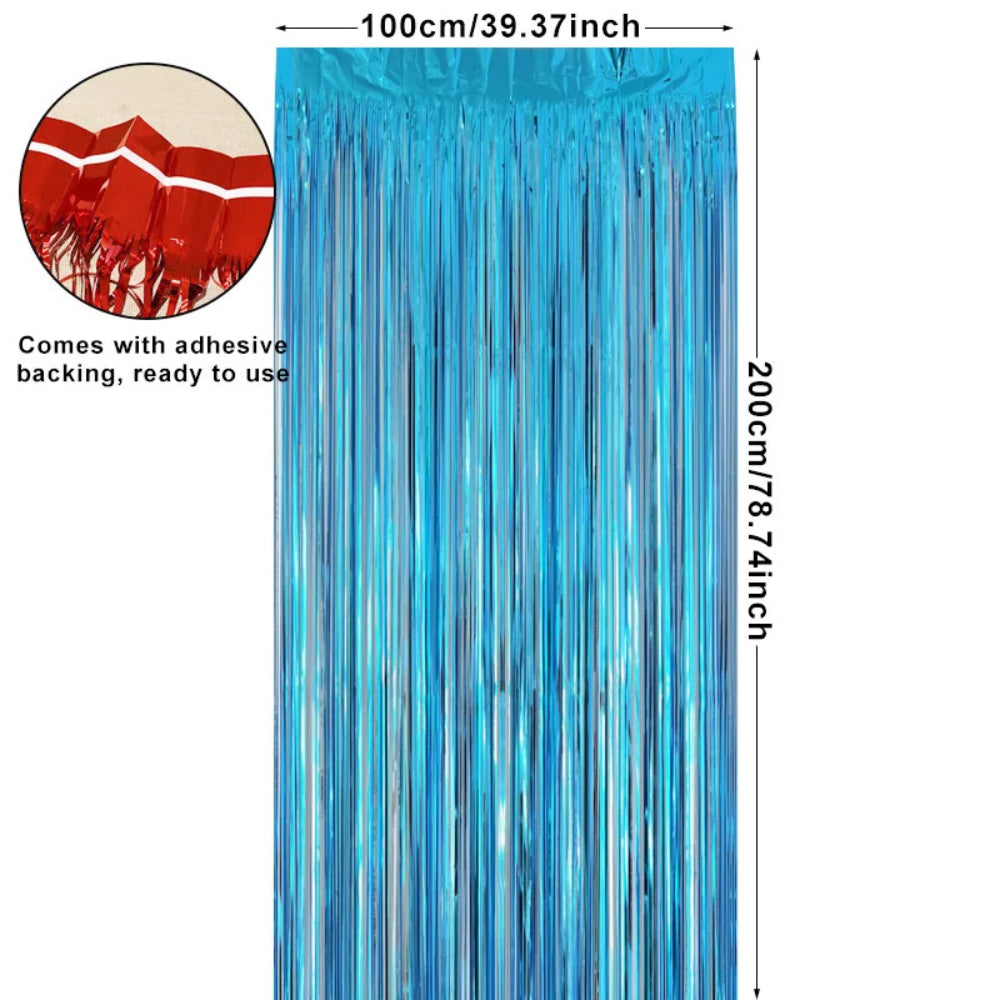 KATALOG - Tirai Metalik Foil Fringe Curtain / Party Backdrop / Background Rumbai Ulang Tahun