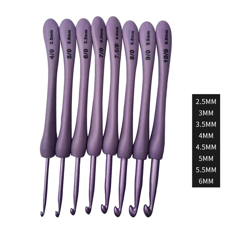 ANEKA - Hakpen / Alat Rajut Crochet Hook Ungu Ergonomic - SET