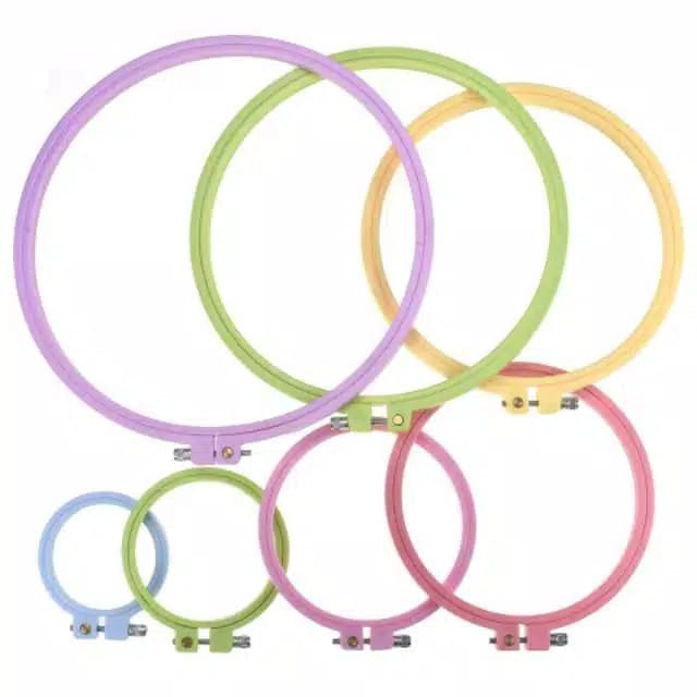 ANEKA - PCS - Pemidangan Plastik Bulat / Colorful Embroidery Hoop Plastic IMPORT
