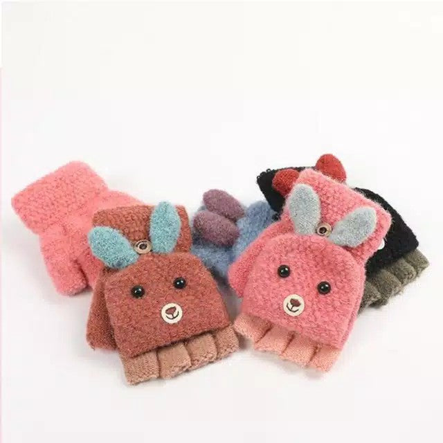 Children's Winter Rabbit Gloves / Fingerless Rabbit Wool Winter Gloves