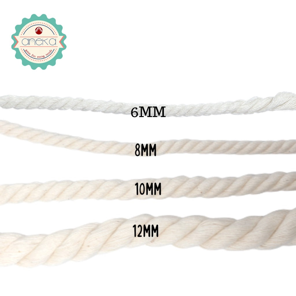 ANEKA - Benang Tali macrame makrame Grade A super katun cotton rope 6, 8, 10, 12 mm 1KG 500GR