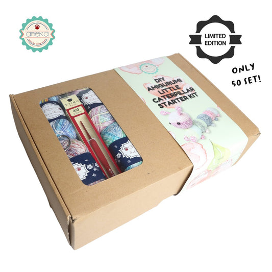 DIY Amigurumi Little Caterpillar Starter Kit / Hampers Paket Merajut Pemula Lengkap Sakura Batik