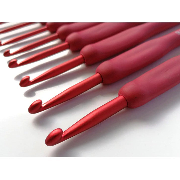 ANEKA - jarum rajut hakpen / crochet set red / pink / blue - set