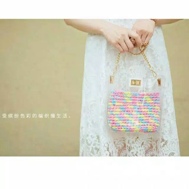 Tas bening / Tas trasnparant selampang (Tanpa Rajutan Didalam)