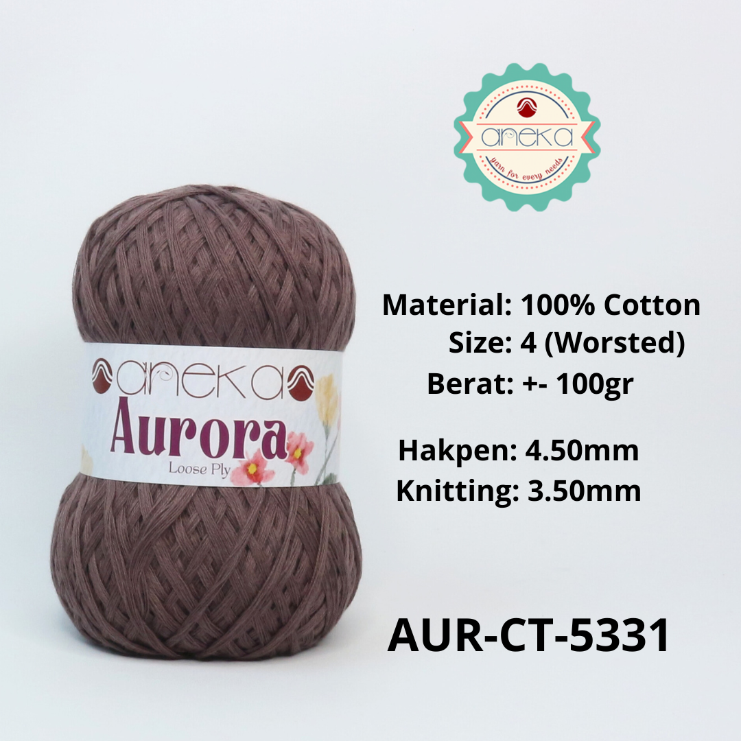 KATALOG - Benang Rajut Knitting Aurora Katun / Single Color Loose Ply Crochet Yarn