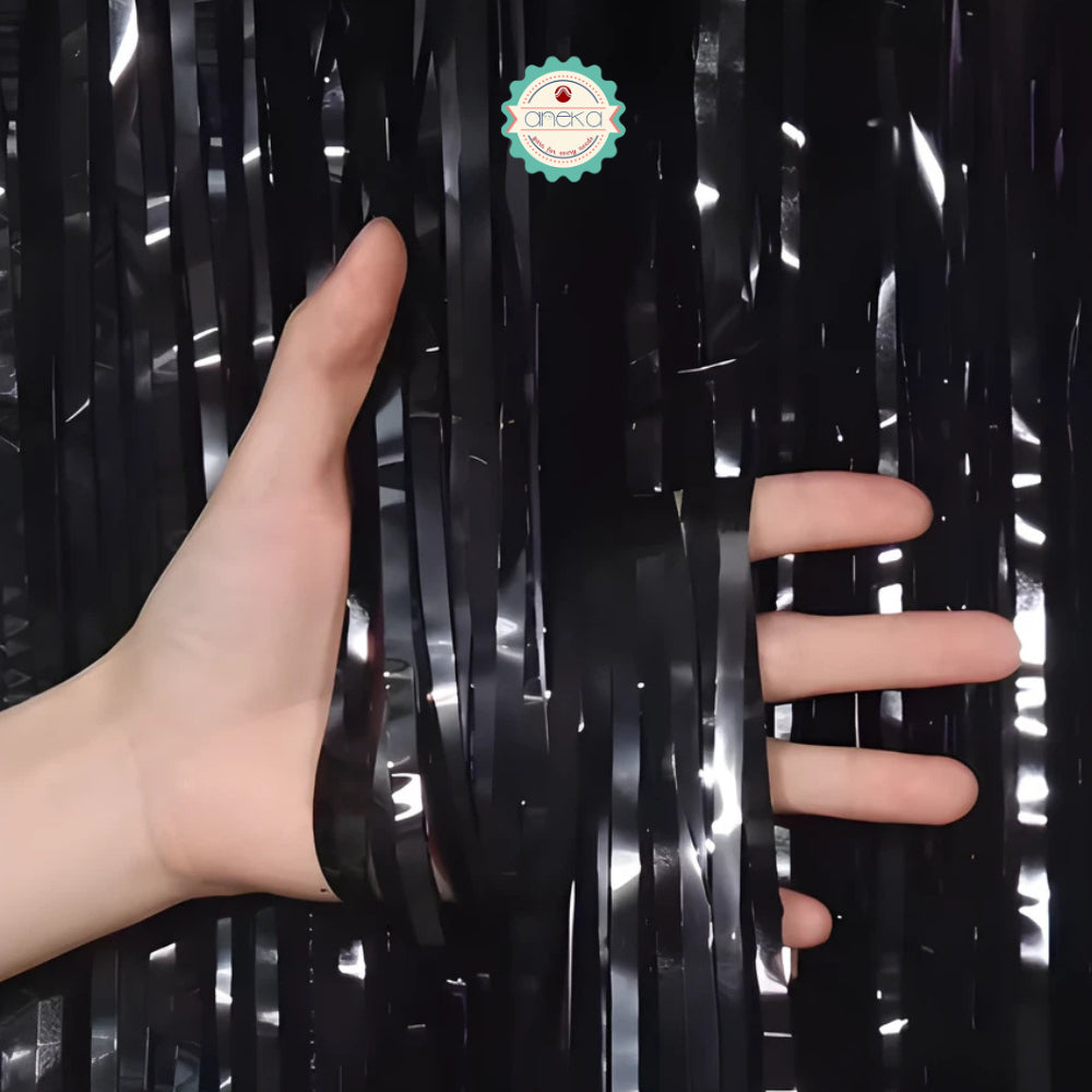 KATALOG - Tirai Metalik Foil Fringe Curtain / Party Backdrop / Background Rumbai Ulang Tahun