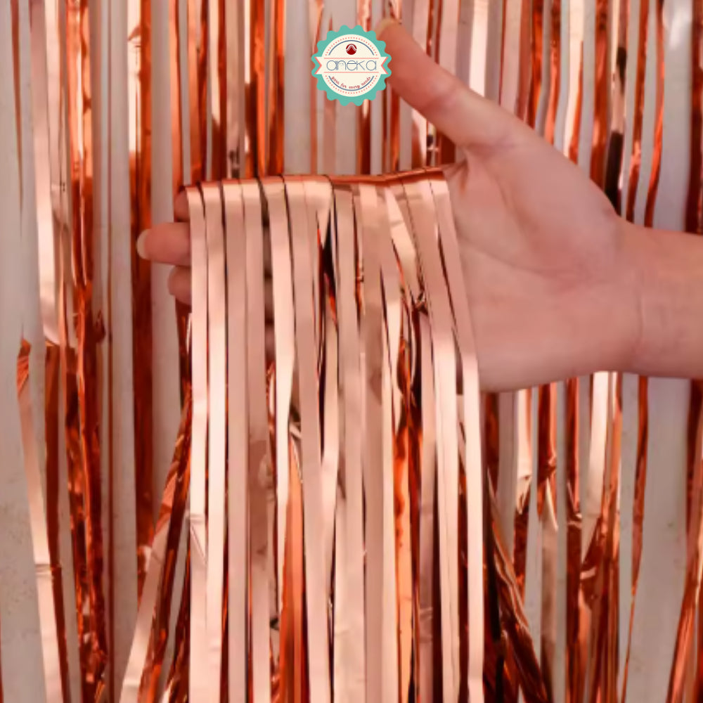 KATALOG - Tirai Metalik Foil Fringe Curtain / Party Backdrop / Background Rumbai Ulang Tahun