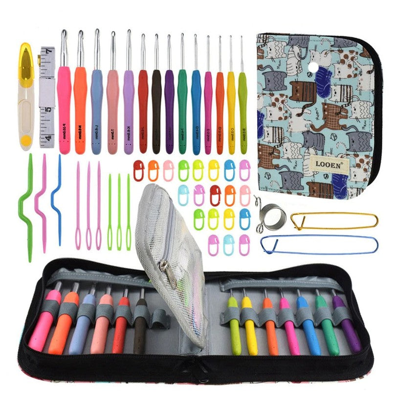 ANEKA - Hakpen (Alat Rajut / Crochet Hook) Double Hard Case Kucing SET
