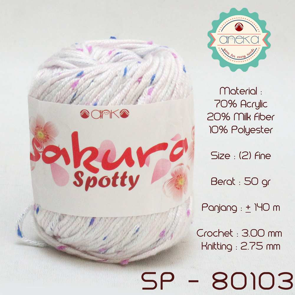 KATALOG - Benang Rajut Sakura Spotty Bintik Ungu