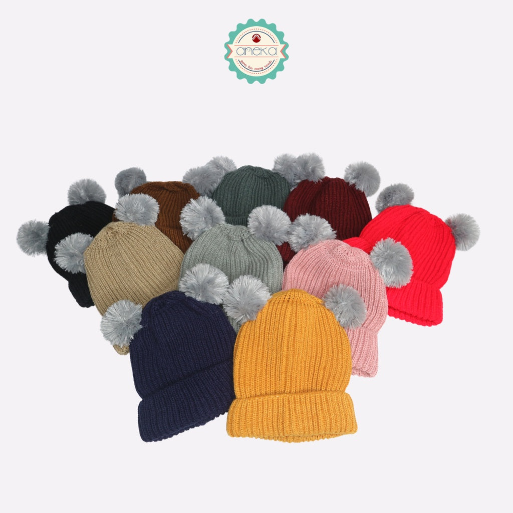 ANEKA - Kupluk Rajut Beanie Pom-Pom / Beanies Hat Pom-Pom