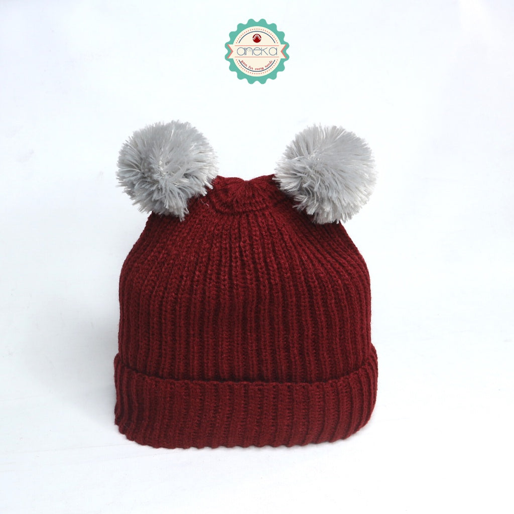 Kupluk Rajut Beanie Pom-Pom / Beanies Hat Pom-Pom