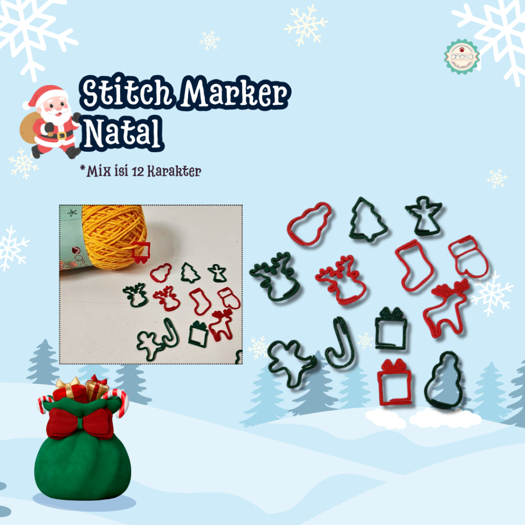 ANEKA - 3D Print Stitch Marker Special Christmas Edition / Aksesoris Penanda Rajut Natal DIY