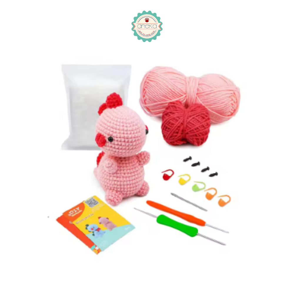 ANEKA - Kit Rajut Dinosaurus / Dino Crochet Kit DIY / Pemula / Alat Rajut Set
