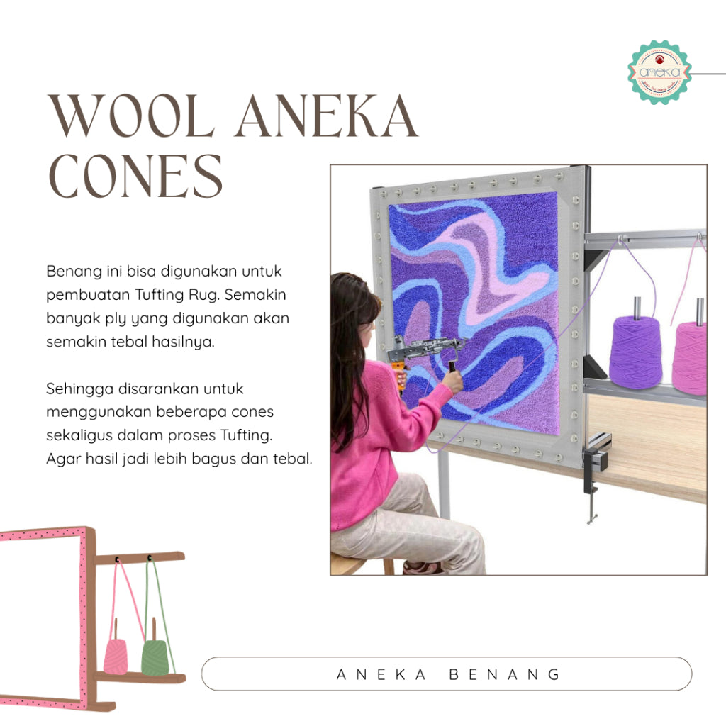KATALOG - Benang Rajut Wool Aneka Cones / Wol / Siet Yarn / Tufting Rug / Karpet - Part 1