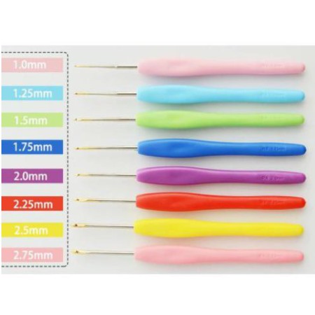 ANEKA - Hakpen Alumunium Gagang Plastik Soft Candy - Set (Alu Crochet Hook Handle)