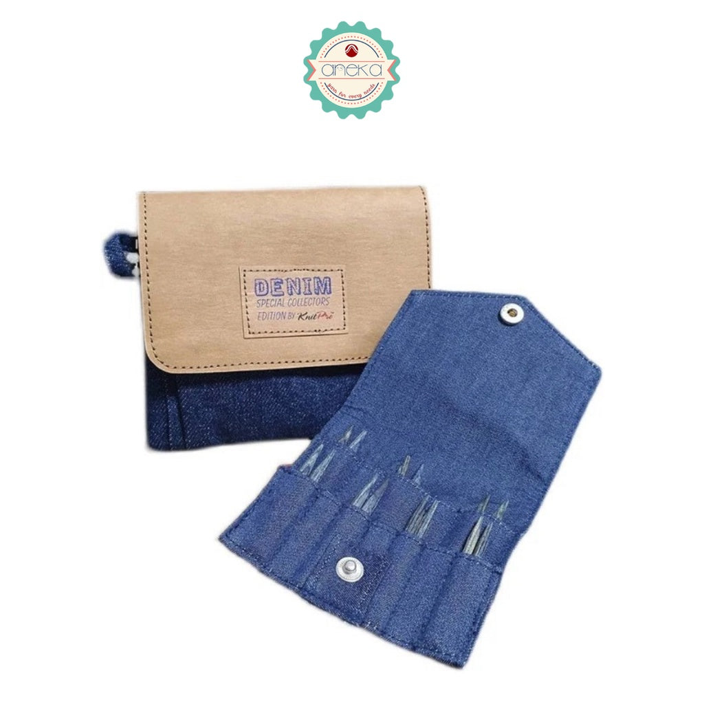 KnitPro - Denim / Indigo Wood Interchangeable Needle Set Ultra Short & Normal
