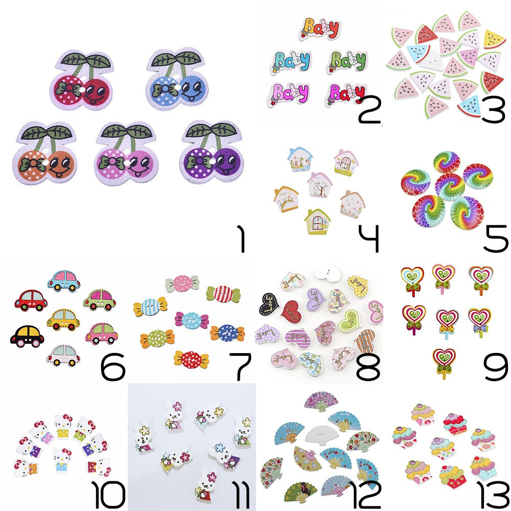 Colorful Series Wooden Buttons - PCS