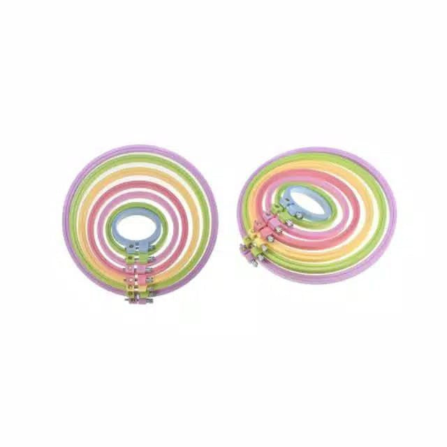 ANEKA - PCS - Pemidangan Plastik Bulat / Colorful Embroidery Hoop Plastic IMPORT