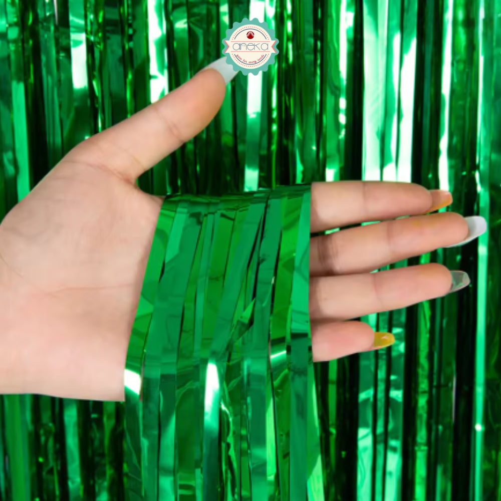 KATALOG - Tirai Metalik Foil Fringe Curtain / Party Backdrop / Background Rumbai Ulang Tahun