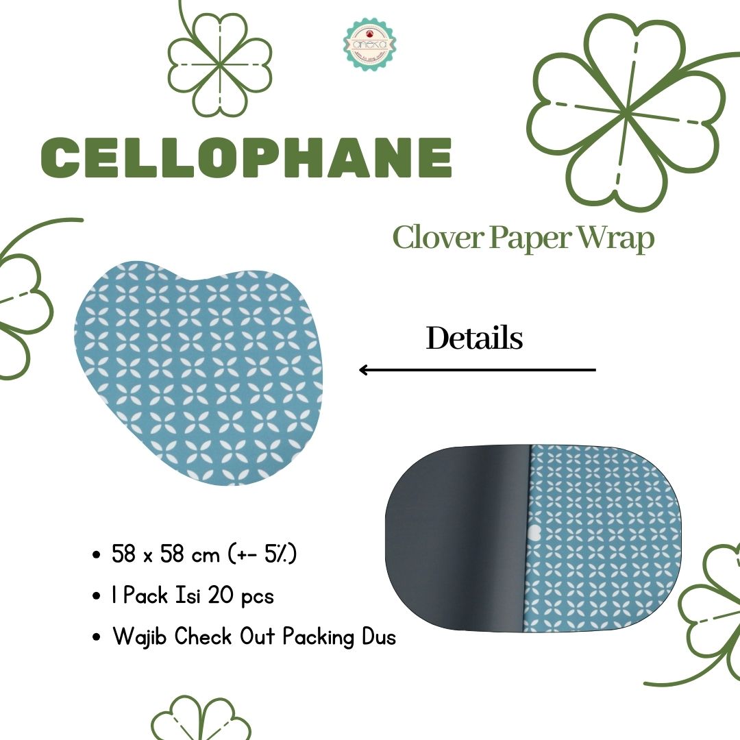 AnekaBenang - [ PACK ] Kertas Cellophane Buket Bunga [ Clover ] Flower Wrapping Paper Celophane