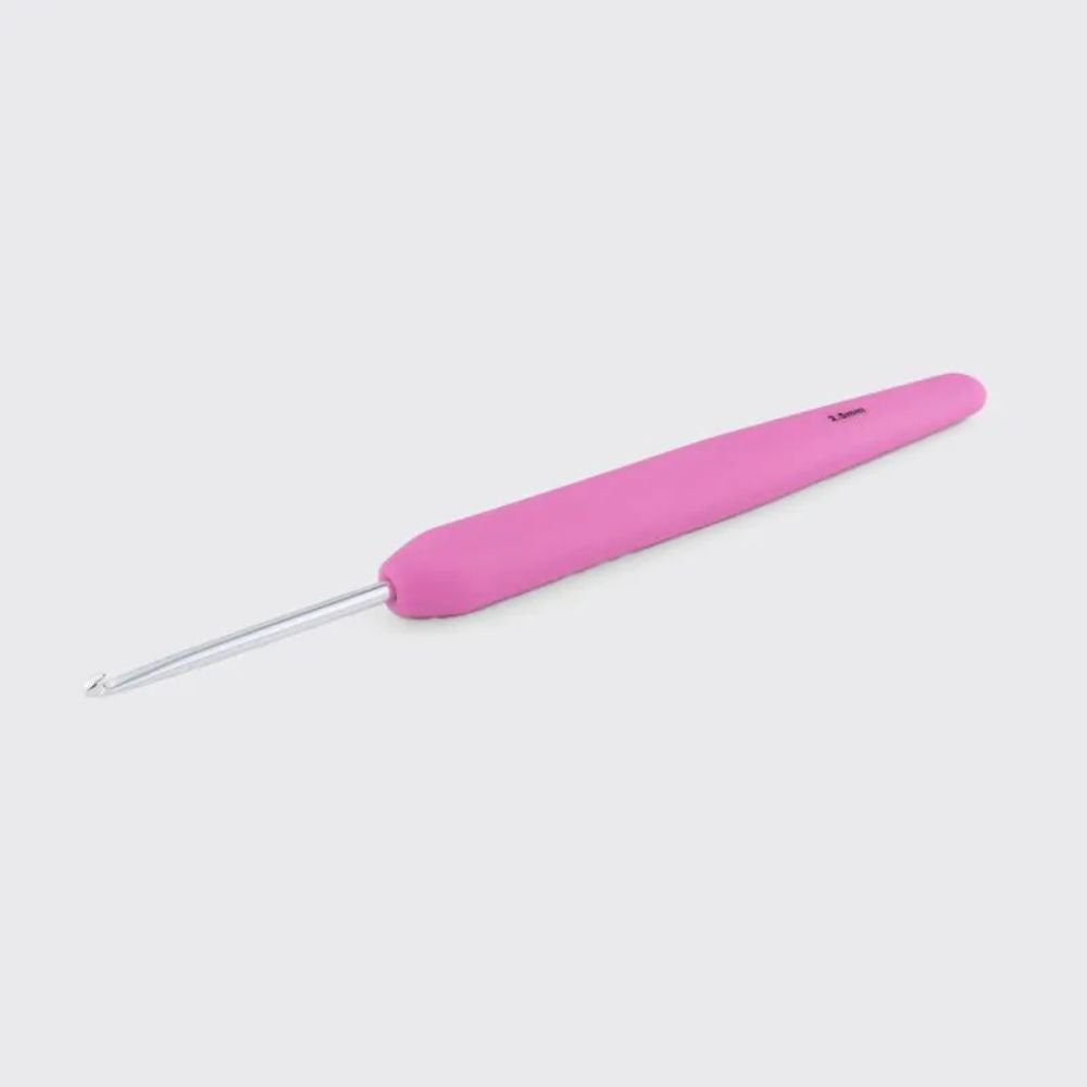 KnitPro - Hakpen (Alat / Jarum Rajut) Alumunium Crochet Silver Hooks Waves With Colorful Soft Feel Handle - Single Ended