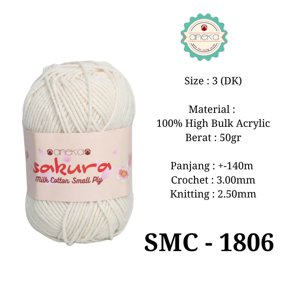 KATALOG - Benang Rajut Katun Susu 4 ply / Sakura SMALL PLY Milk Cotton Yarn - 2