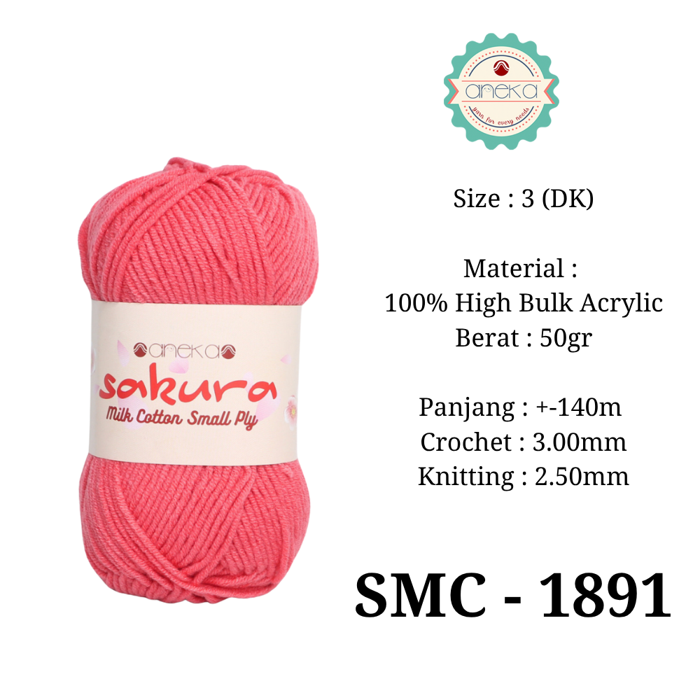 KATALOG - Benang Rajut Katun Susu 4 ply / Sakura SMALL PLY Milk Cotton Yarn - 2