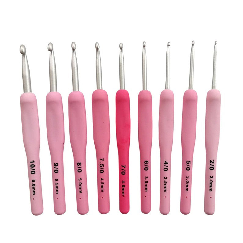 ANEKA - jarum rajut hakpen / crochet set red / pink / blue - set