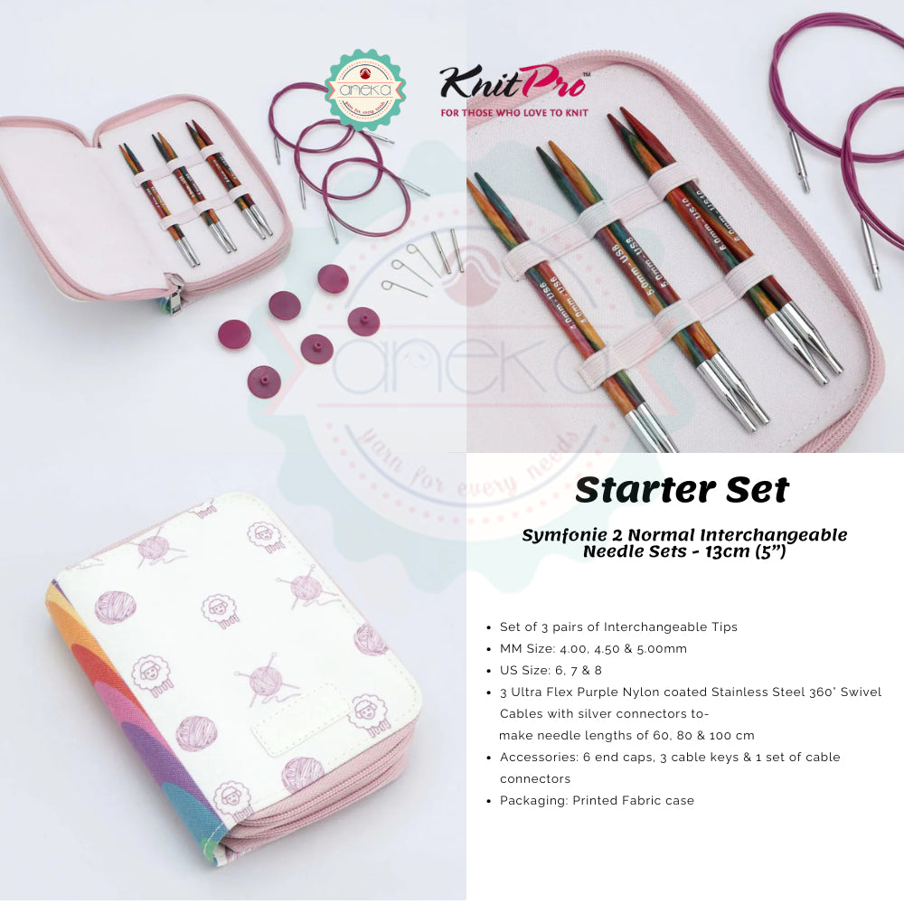 KNITPRO - Symfonie 2 Normal Interchangeable Needle Sets - 13cm (5”) / Alat Rajut Knitting