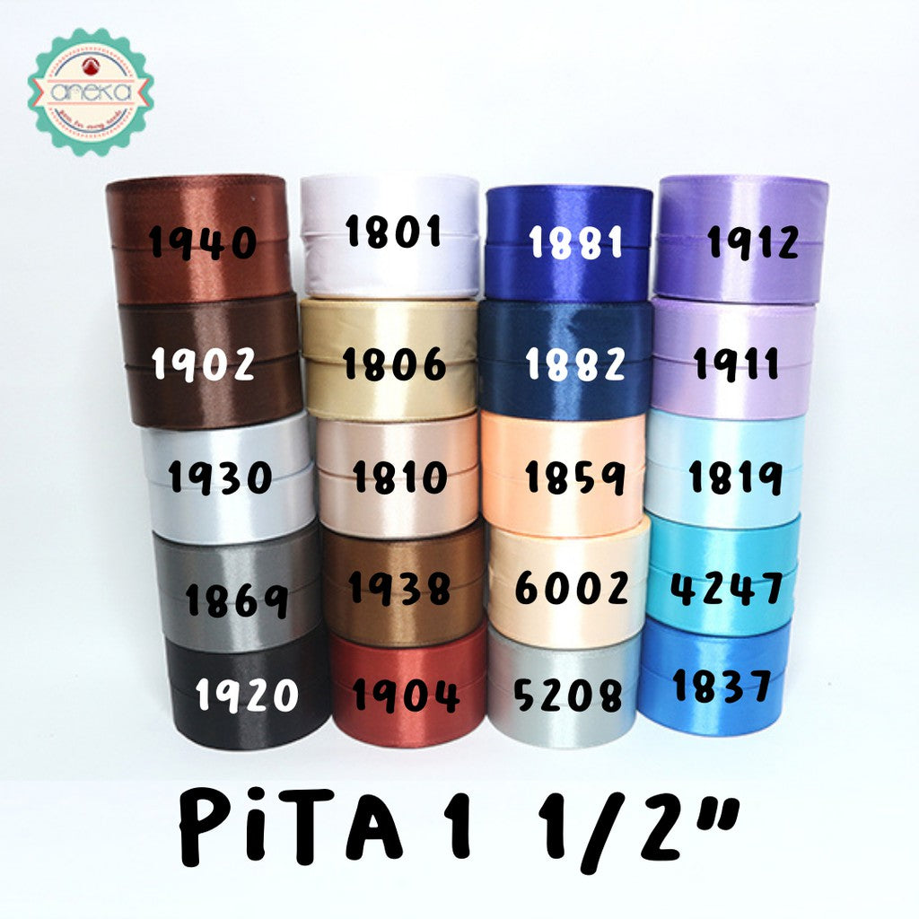 Satin Ribbon / Satin Silk Ribbon 1 1/2" - 4 cm - PER ROLL (25yards/roll)