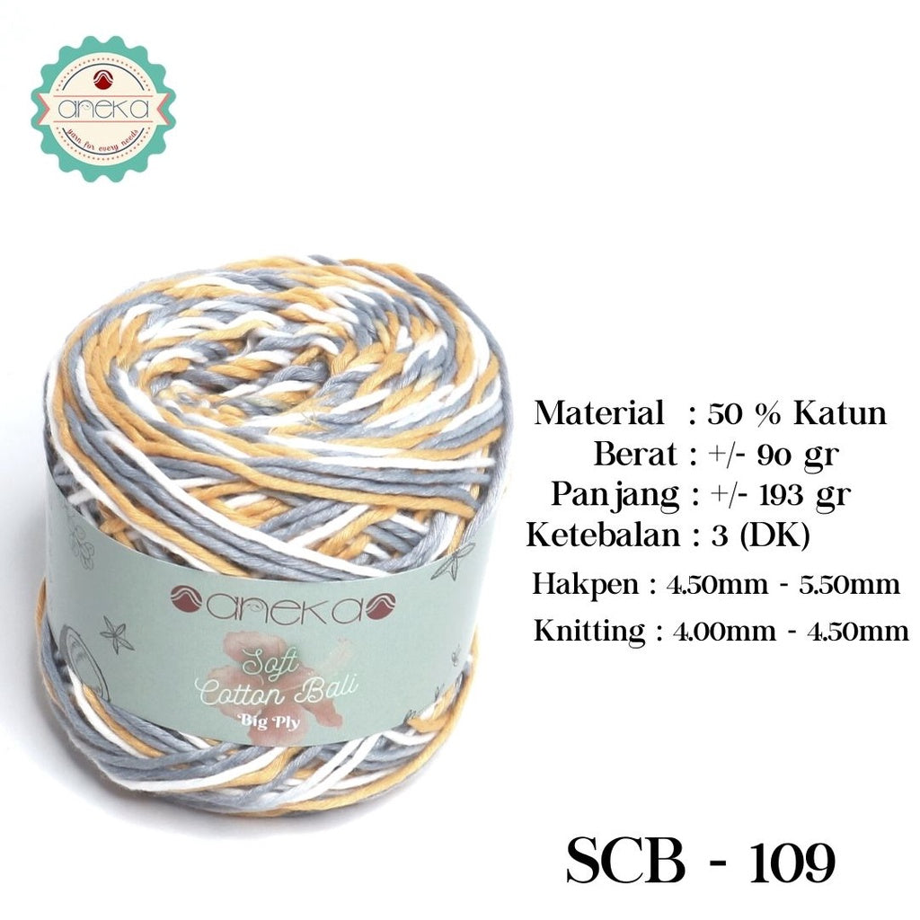 KATALOG - Benang Rajut Katun Bali Sembur Mix / Soft Cotton Big Ply Mambo