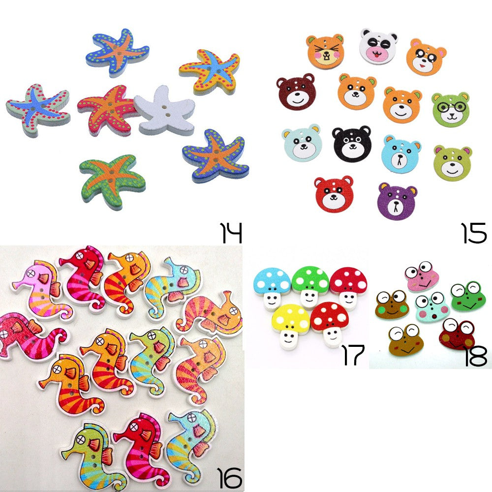 Colorful Series Wooden Buttons - PCS
