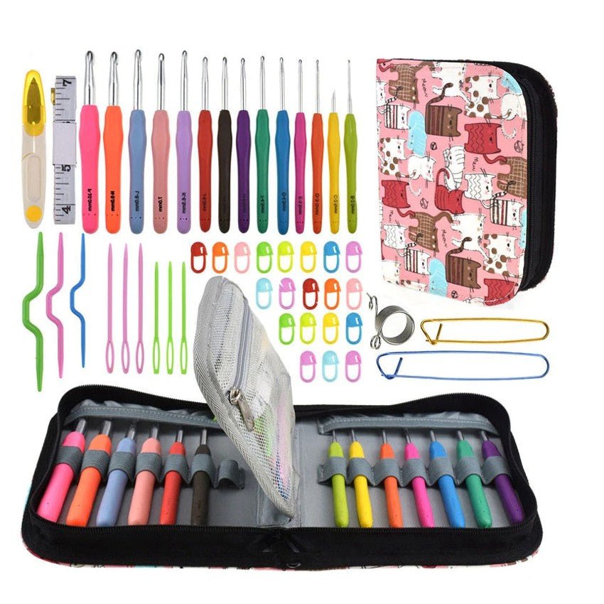 ANEKA - Hakpen (Alat Rajut / Crochet Hook) Double Hard Case Kucing SET