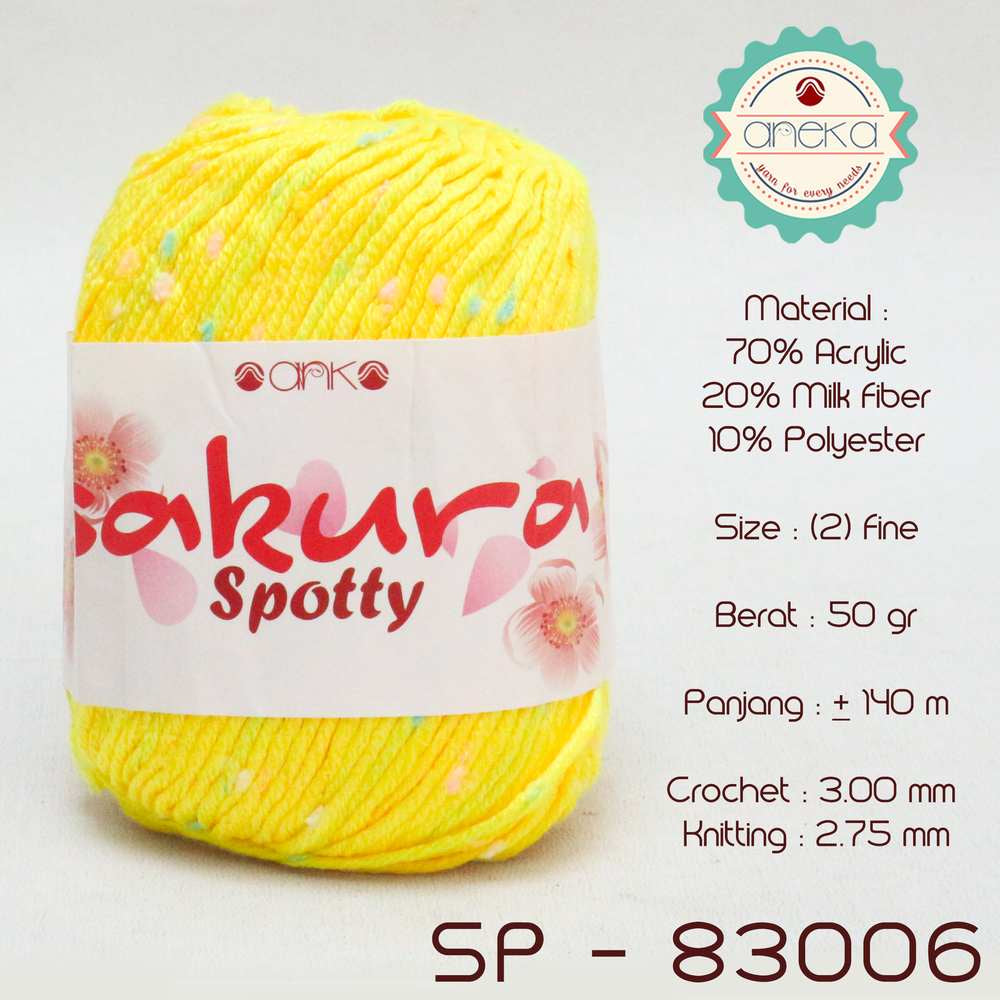 KATALOG - Benang Rajut Sakura Spotty Bintik Kuning