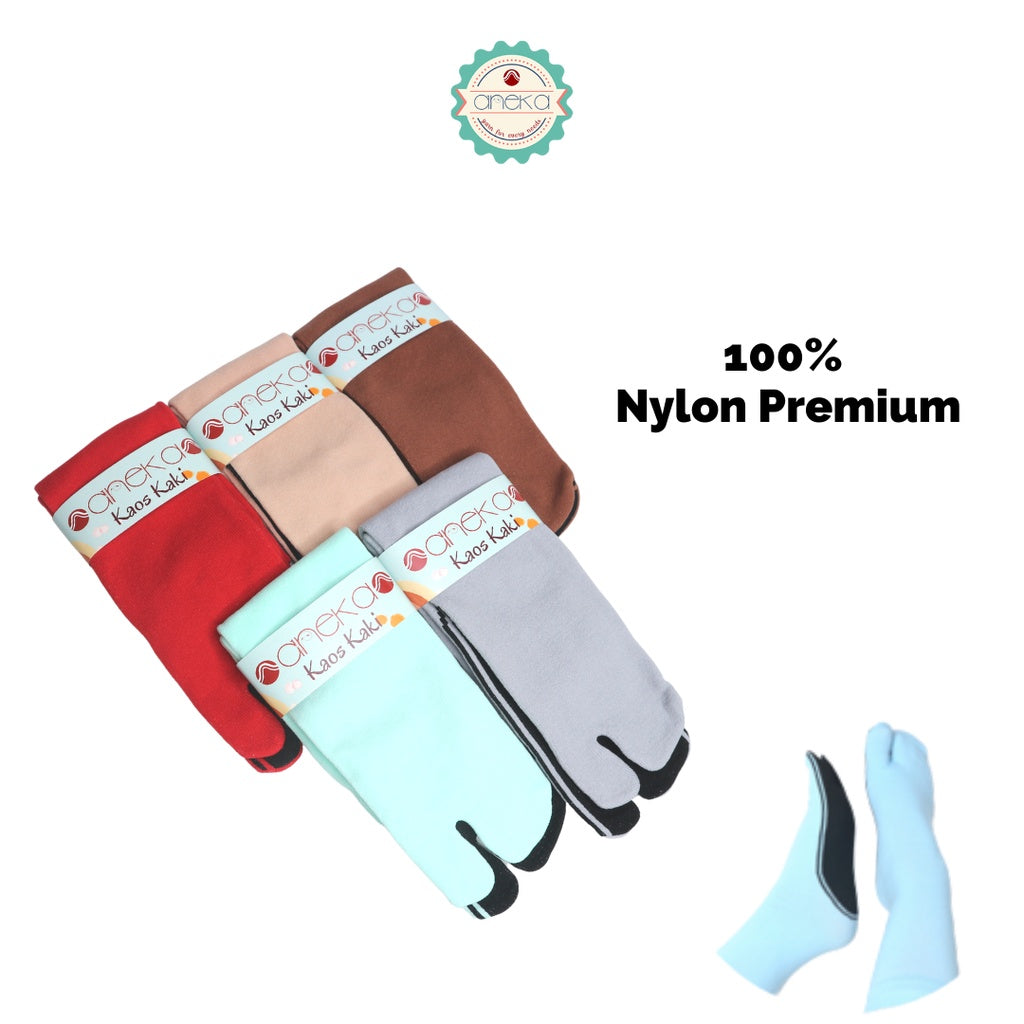 ANEKA - Kaos Kaki Nilon Nylon Warna / Jempol / Muslimah / Muslim / Allsize Fit To M - Tapak Hitam