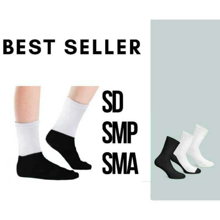 ANEKA - Kaos Kaki Sekolah Putih / Hitam Putih / Hitam / Pramuka / SD / SMP / SMA