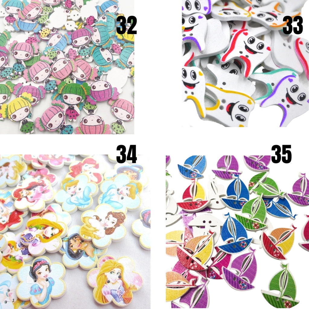 Colorful Series Wooden Buttons - PCS