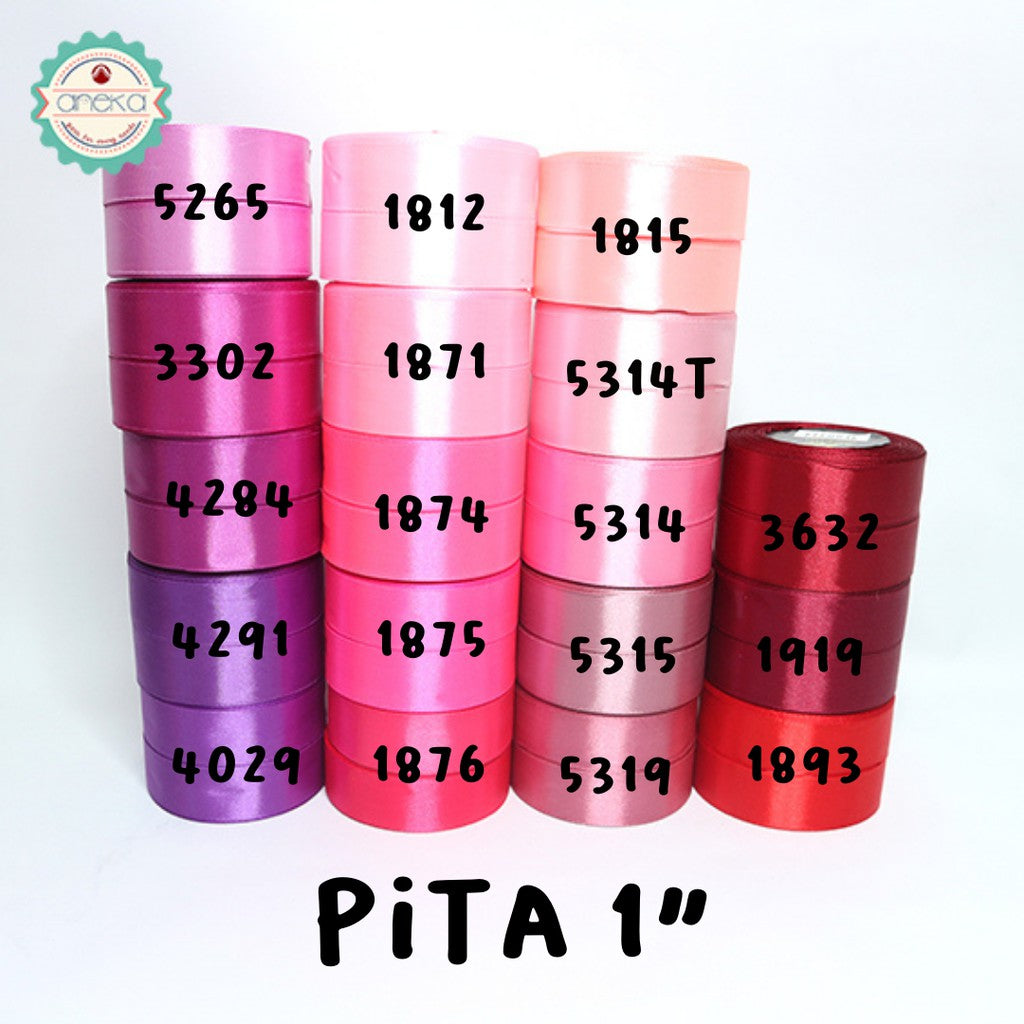 Pita Satin / Silk Satin Ribbon - 1" - 2.5 cm - PER GULUNG (25yard/roll) Part 2