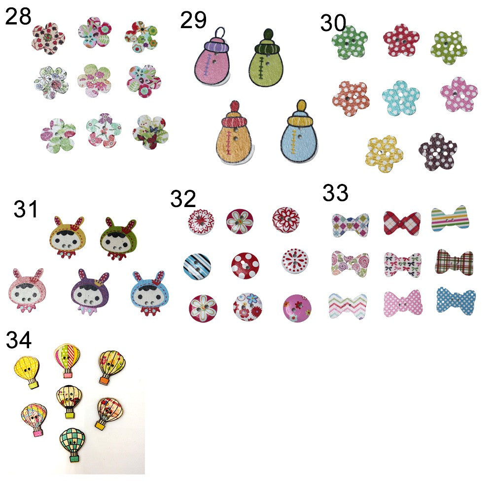Wooden Buttons Colorful Series 2 - PCS