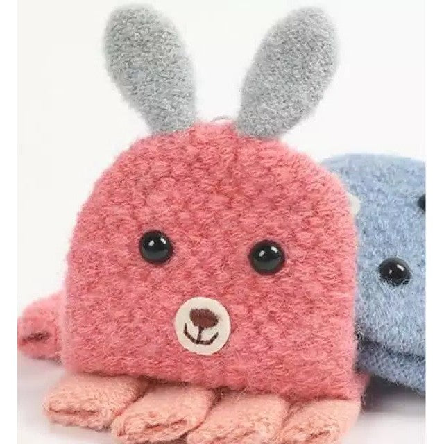 Children's Winter Rabbit Gloves / Fingerless Rabbit Wool Winter Gloves
