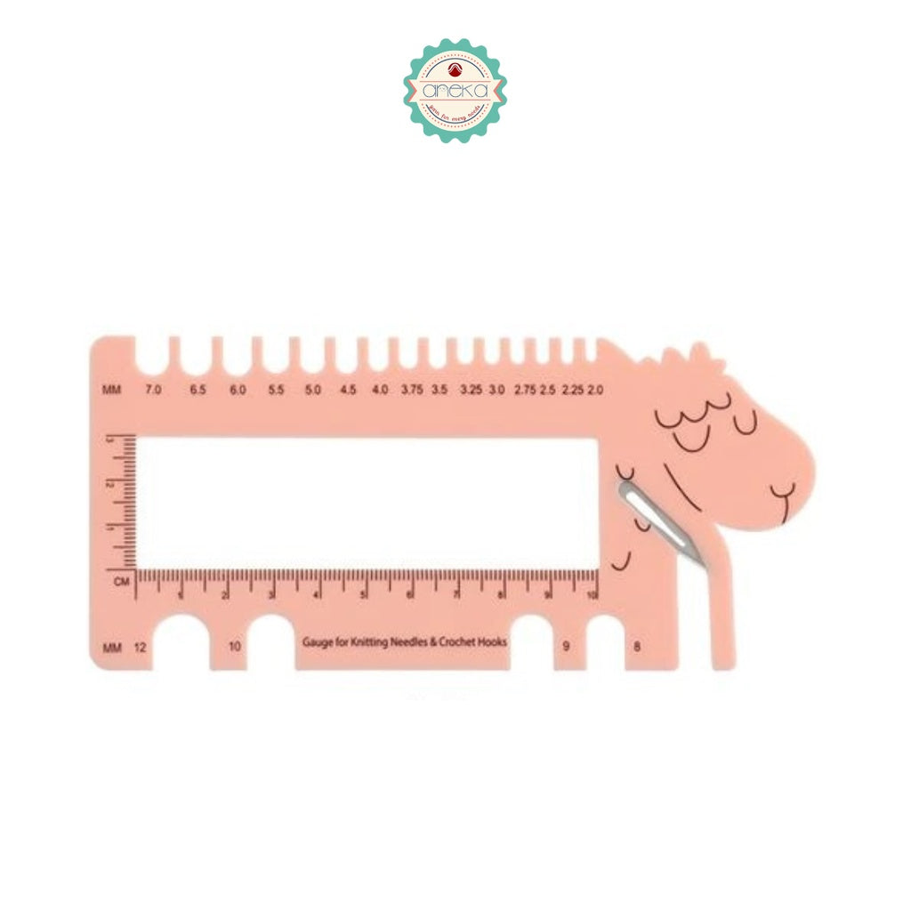 ANEKA - Knitting Gauge Ruler Plastic Needle Characters / Penggaris Plastik Rajut Bentuk Karakter