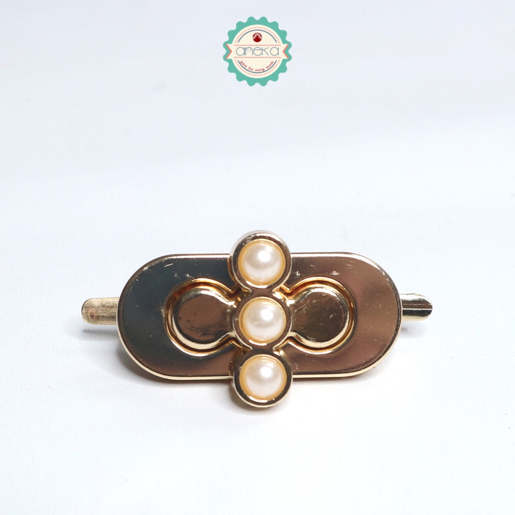 ANEKA - Kancing / Kunci Putar Mutiara & Love Emas - PCS