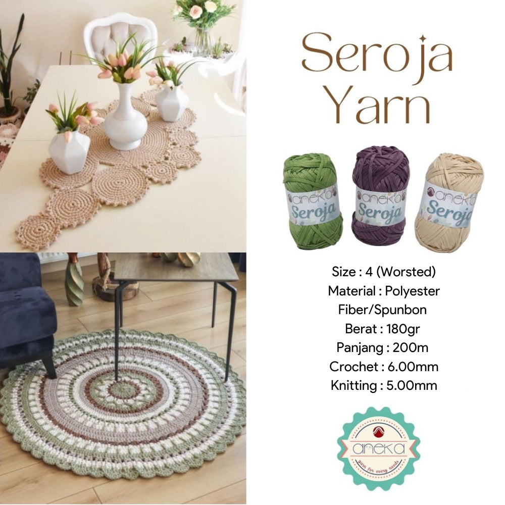 KATALOG - Benang Rajut Seroja / Pipih / Spaghetti Yarn - 200 GRAM