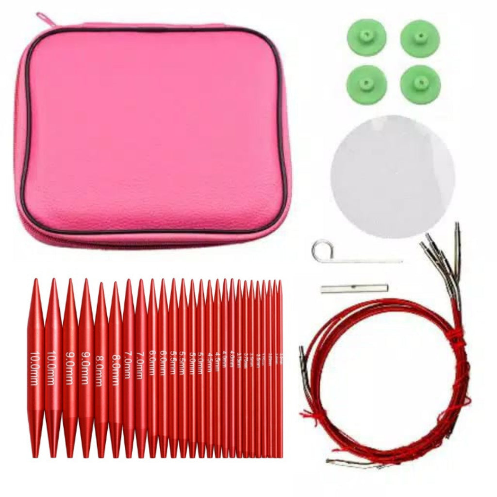 ANEKA - CIRCULAR Breien (Alat Rajut) Knitting ALUMUNIUM Needles with BAG